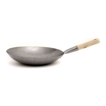 Wok | Platte Bodem Met Houten Handvat 33cm | Per stuk