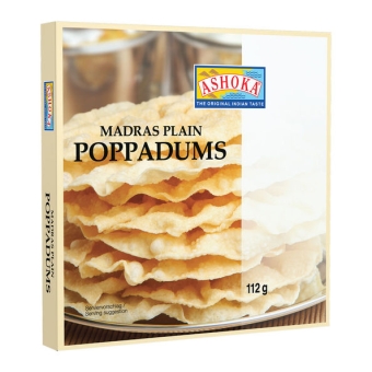 Ashoka | Poppadoms Madras Plain | 12 x 112 gram
