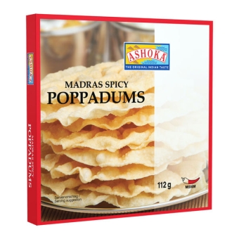 Ashoka | Poppadoms Madras Spicy | 12 x 112 gram