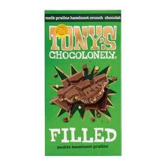Tony's Chocolonely | Reep Melk Praline Hazlnt. Crunch | 15 x 127 gram