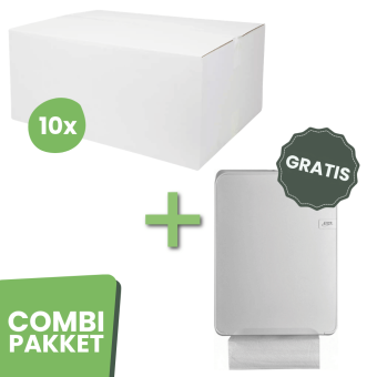 Combideal | Euro Products | 10 dozen z-vouwhanddoekjes 1 laags + GRATIS dispenser