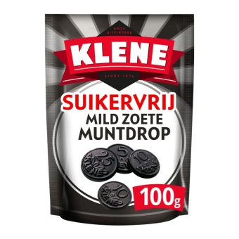 Klene Mildzoete Muntdrop Suikervrij 100 gr 12 zakjes