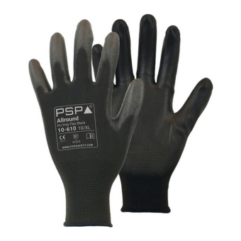 Werkhandschoen | 10-610 PU Zwart Maat 7/S | 12 Paar