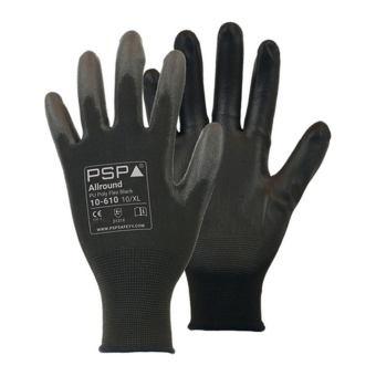 Werkhandschoen | 10-610 PU Zwart Maat 10/XL | 12 Paar