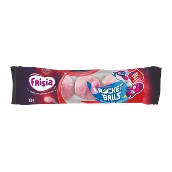 Frisia | Rocket Balls Zure Kogels Aardbei 5pack | 50 stuks