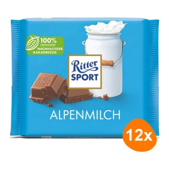 Ritter Sport | Alpenmelk Chocolade | 12 x 100 gram