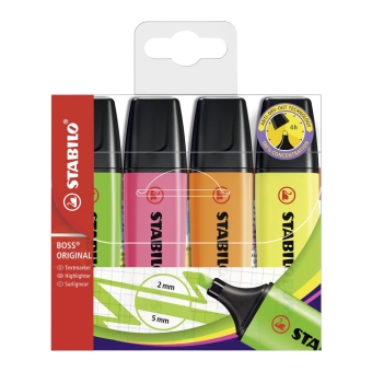 Stabilo Boss Original | Markeerstift | 4 stuks