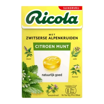 Ricola | Lemon Mint | Suikervrij | 20 x 50 gram