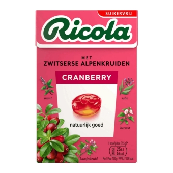 Ricola | Cranberry | Suikervrij | 20 x 50 gram