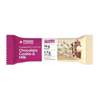 Maxi Nutrition | Creamy Protein Bar Chocolate Cookie & Milk | 12 x 45 gram