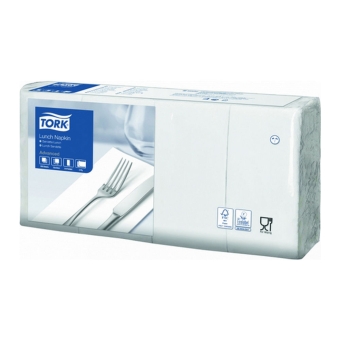 Tork | Lunchservet Wit 33x33 2lgs 1/8 Vouw | 200 stuks