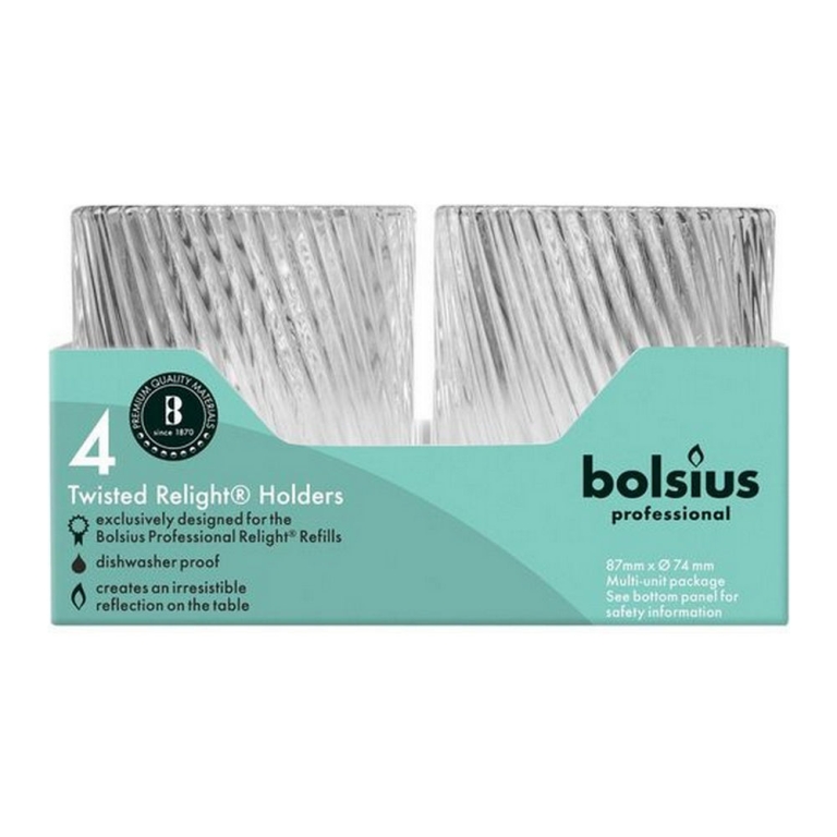 Bolsius | Relight Houder Twist Transparant | 4 stuks