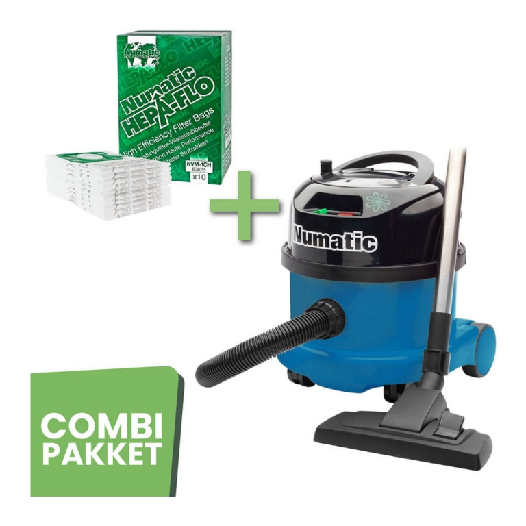 Combideal | Numatic | 1x Stofzuiger PPR240-11 blauw | 10x Stofzuigerzak NVM-1CH Hepa 10 stuks