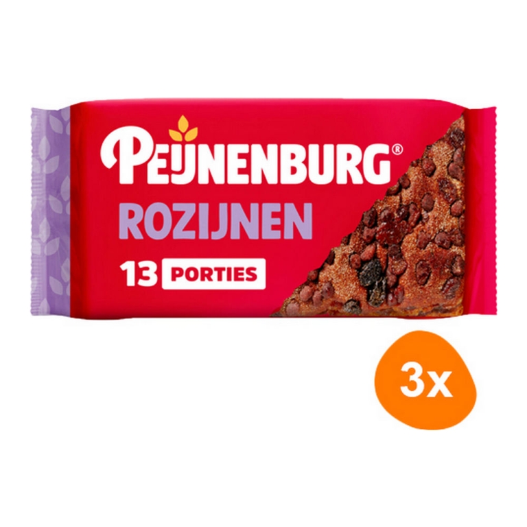 Peijnenburg | Ontbijtkoek Rozijnen | 3 x 348 gram