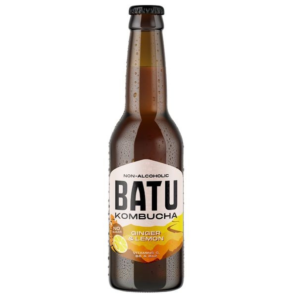 Batu | Kombucha Ginger & Lemon Fles | 12 x 33 cl