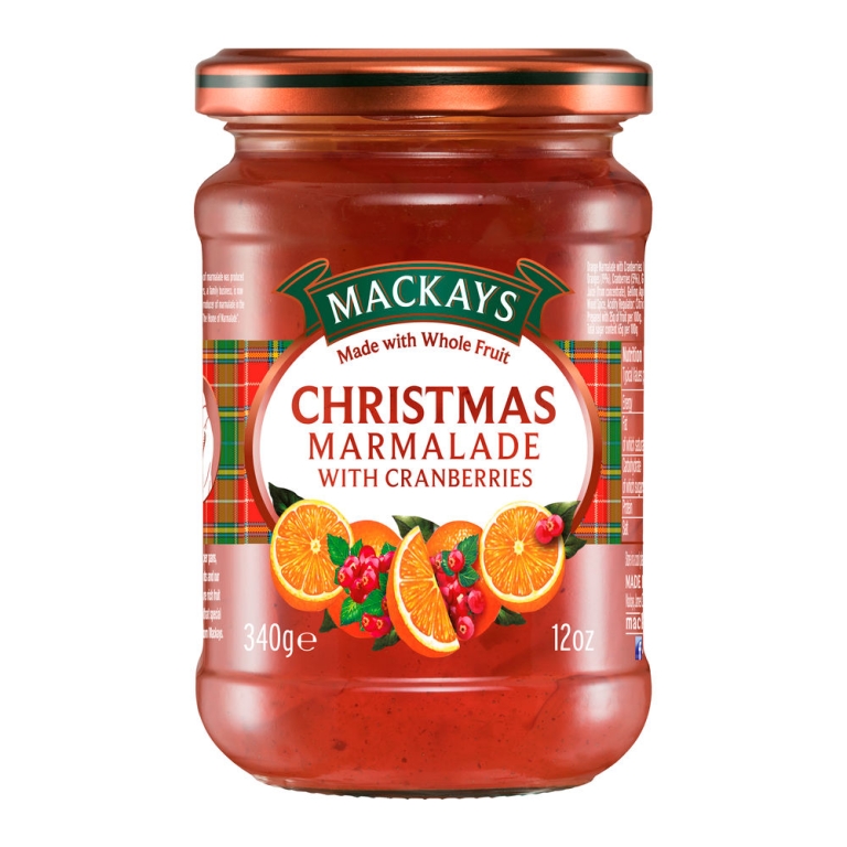 Mackays | Kerst Marmalade Cranberries Glas | 6 x 340 gram