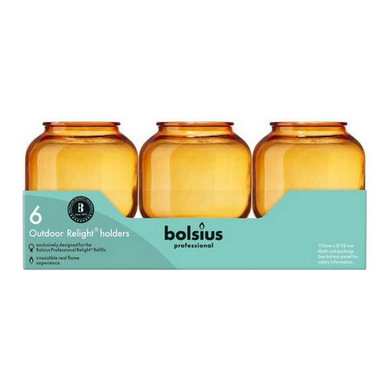 Bolsius | Relight Houder Sphere Amber | 6 stuks