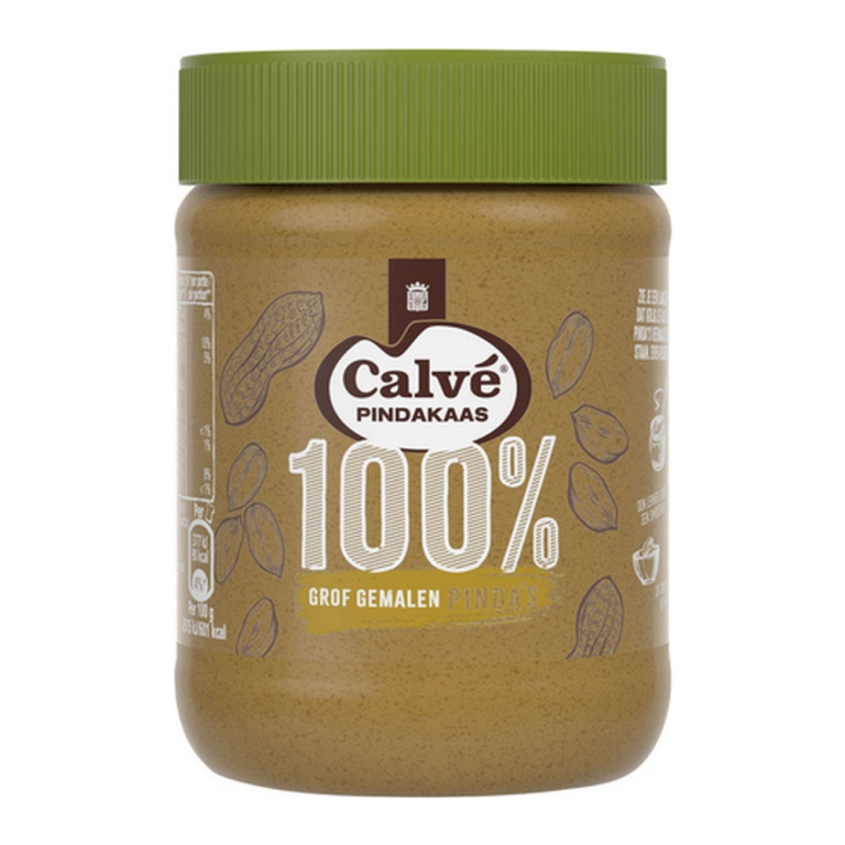 Calve | 100% Pindakaas | Stukjes Noot | 8 x 350 gram
