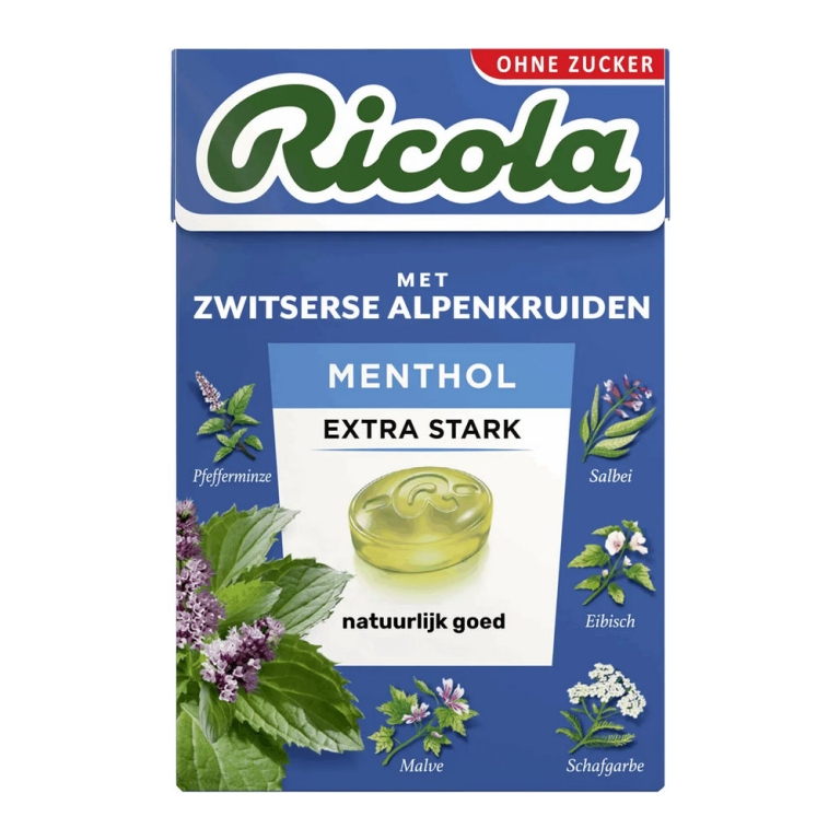 Ricola | Menthol Extra Strong Suikervrij | 20 x 50 gram
