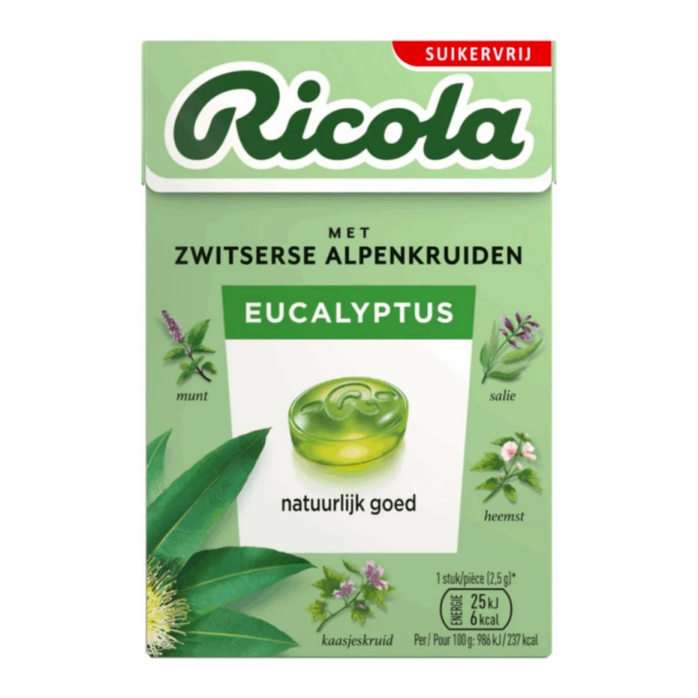 Ricola | Eucalyptus | Suikervrij | 20 x 50 gram