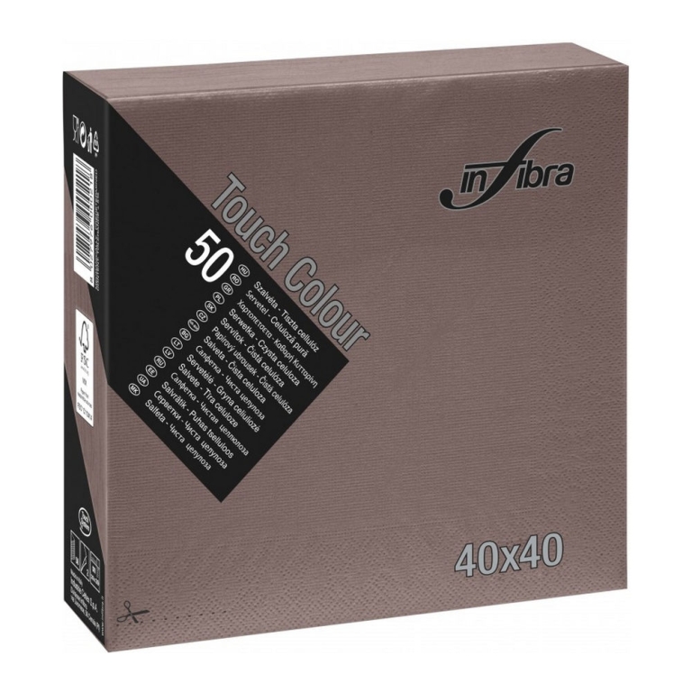 Infibra | Servetten 2-laags | 1/4 vouw | Bruin | 40x40cm | 24x50 stuks