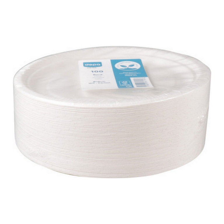 Depa | Bord Rond Wit Karton 18cm | 100 stuks