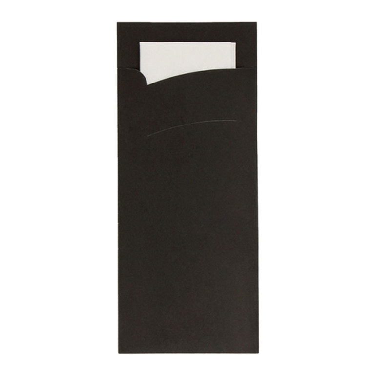 Bestekzakje | Pochette Zwart - Wit Servet | 600 stuks