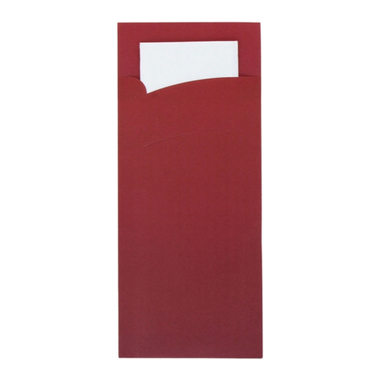 Bestekzakje | Pochette Bordeaux - Wit Servet | 600 stuks