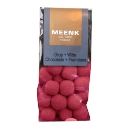 Meenk | Drop + Witte Chocolade Framboos Zakje | 7 x 150 gram