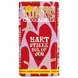 Tony's | Reep Liefde Melk Roos Framboos | 15 x 180 gram