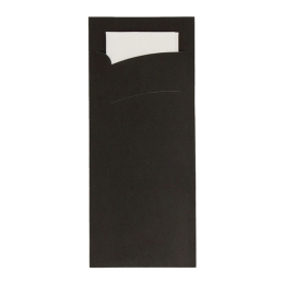 Bestekzakje | Pochette Zwart - Wit Servet | 600 stuks