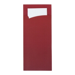 Bestekzakje | Pochette Bordeaux - Wit Servet | 600 stuks