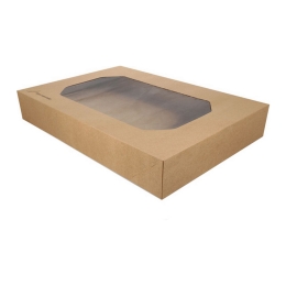 Cateringdoos | Bio Kraft Met Venster | 56x32x8 cm | 10 stuks