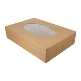Cateringdoos | Bio Kraft Met Venster | 36x25x8 cm | 10 stuks